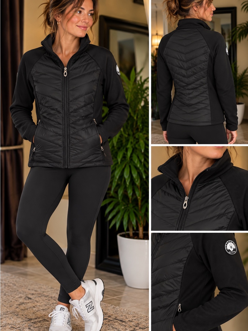 Spyder Women’s Medium Black Hybrid Quilted Full Zip Jacket